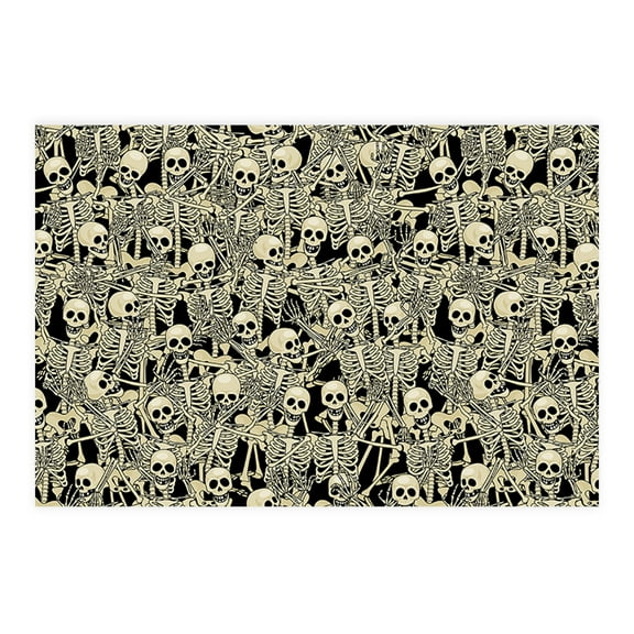 Koyal Wholesale Halloween Placemats, Skeletons & Shadows Disposable Cardstock Paper Table Mats for Dining, 8-Pk