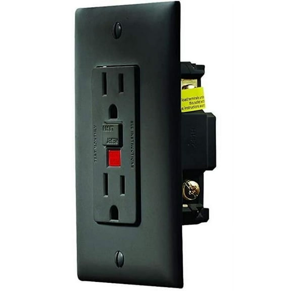 RV Designer  Black Dual GFCI Outlet with Cover
