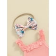 thumbnail image 6 of Yunliwuli Infant Baby Girl Summer Jumpsuit with Bow Headband Sleeveless Flower Print Patchwork Romper Set, 6 of 10