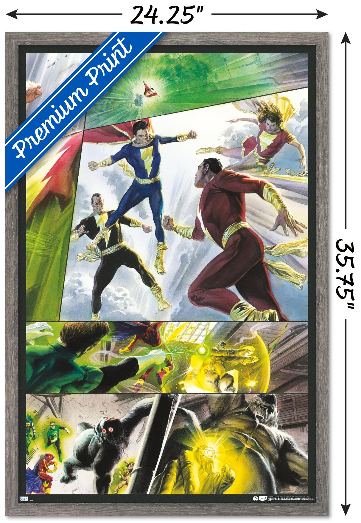 DC Comics Justice League - Shazam Family and Black Adam Wall Poster, 22.375" x 34" Framed