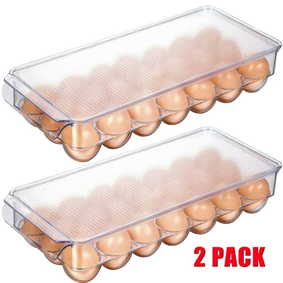 Egg Holder for Refrigerator, 2 Pk Large Capacity Egg Container with Lid, Egg Storage Organizer for Fridge Kitchen, Clear Plastic Storage Egg Container for Family Restaurant