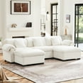 thumbnail image 2 of Modern Velvet 3 With Storage And Spacious . U Shaped Sectional Couch For Relaxing. Extra Large In White Cushions Ottomans Comfortable Seats. 3 Seater Seat, 2 of 5