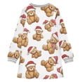 thumbnail image 6 of Girls' long-sleeved dress Cute Bear in Santa Hat Girls' A-line dress with ribbed cuffs Soft and comfortable, 6 of 6