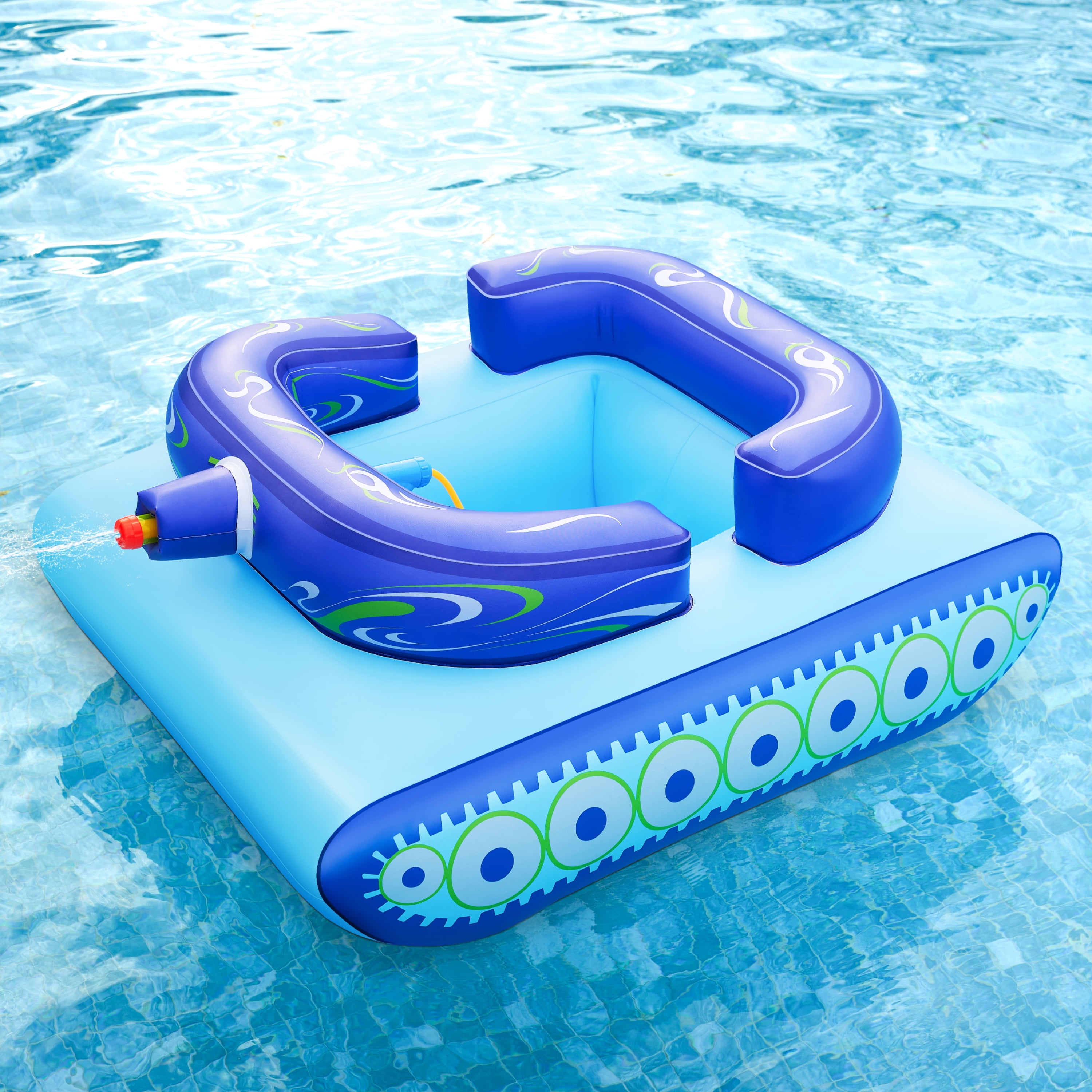 Joyfy Inflatable Tank Pool Float for Kids, Ride-On Float with Water Squirt Guns, Ideal for Summer Beach & Pool Party Water Battle Games