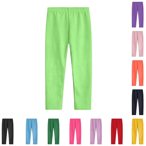 Antinious Children Girls Solid Stretch Versatile Comfortable Running Leggings Full Length Pants 3-4Y