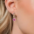 thumbnail image 3 of Gem Stone King 925 Silver and 10K Yellow Gold Pink Created Sapphire and Lab Grown Diamond Earrings for Women | 1.66 Cttw | Gemstone September Birthstone | Heart Shape 6MM, 3 of 6