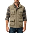 thumbnail image 6 of Gealkoca Men's Vest with Multi Pockets Breathable Lightweight Outdoor Cargo Vest Solid Color Stand Collar Jacket Men's Travel Sports Workout Vest, 6 of 7