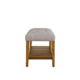 thumbnail image 2 of ACME Charla Fabric Upholstered Bench with Bottom Shelf in Light Gray and Oak, 2 of 4