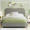 thumbnail image 3 of Merluxy Full Size Boucle Bed Frames, Upholstered Platform Bed with Curved Shaped Headboard, Soft Rounded Corners, Noise Free, Easy Assembly, Grey, 3 of 6