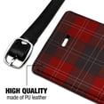 thumbnail image 3 of Plaid Red Gray Grey Pattern Rectangle Leather Luggage Card Suitcase Carry-On ID Tag, 3 of 7