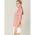 thumbnail image 4 of INSPIRE CHIC Blusa Tops De Lunares Volante Fruncido Manga Corta Cuello Alto Para Mujeres Rosa L, 4 of 6