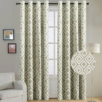 Printed Blackout Room Darkening Ikat Fret Printed Curtains Window
