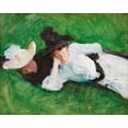 thumbnail image 2 of Sargent, John Singer 32x26 Gold Ornate Wood Framed with Double Matting Museum Art Print Titled - Two Girls on a Lawn, 2 of 4