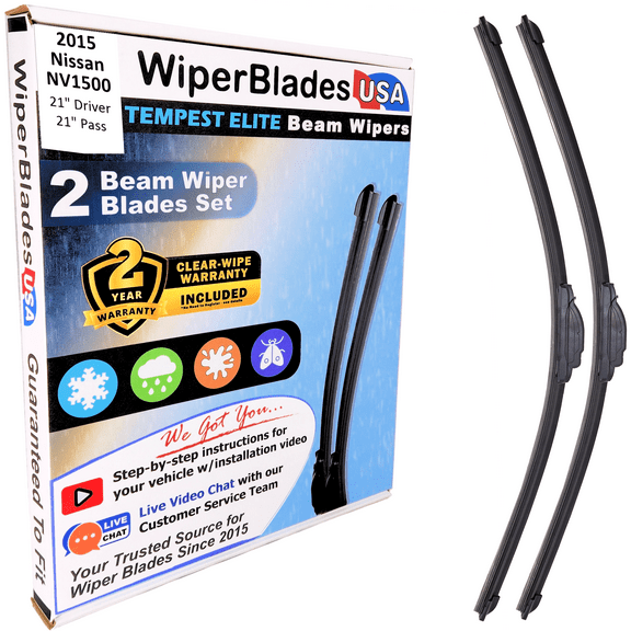 2015 Nissan NV1500 Beam Wiper Blades Wipers w/2yr Warranty (Set of 2) (WiperBladesUSA)