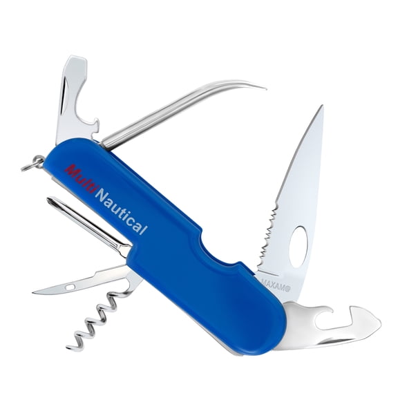 Maxam SKRULE7 5 in. Multi Function Nautical Knife, Stainless Steel & Blue