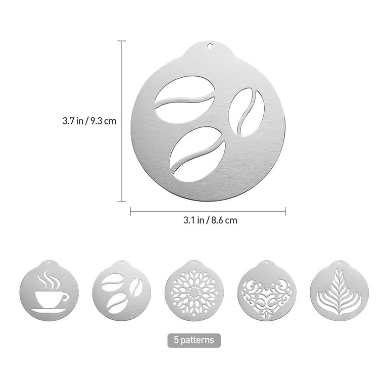 5 Pcs Stainless Steel Coffee Stencils,latte Art Coffee Garland Mould  Personalised Stencil For Coffee Cake Decorating