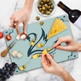 thumbnail image 4 of Swan Cutting Board, Digital Monochrome Swan Shaped Illustration with Curves and Heart Shape Fauna, Decorative Tempered Glass Cutting and Serving Board, Large Size, White Teal, by Ambesonne, 4 of 5
