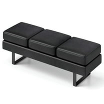 Resenkos Ottoman Bench,Waiting Room Bench Seating Long Bench with Metal Frame Leg-Black