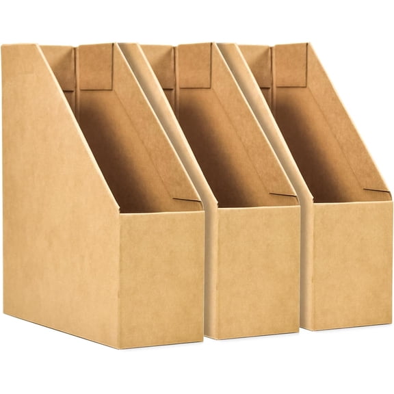 SAYEEC Cardboard Magazine File Holder, 3 Pack, Foldable Sturdy Desk Storage for Office & Home