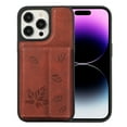 thumbnail image 2 of ELEHOLD for iPhone 15 Plus Case PU Leather 2-in-1 Multi-Functional with Magnetic Detachable Card Holder Leaf Pattern Drop Protection Shockproof Wallet Case Compatible with Mag Safe,winered, 2 of 9