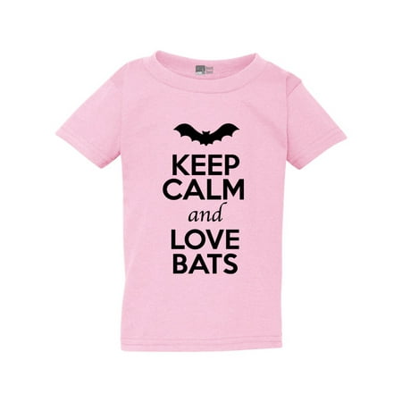 

Keep Calm And Love Bats Wings Fly Animal Lover Funny Toddler Kids T-Shirt Tee