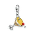 thumbnail image 4 of Sterling Silver Martini Glass Charm with Orange Cubic Zirconia and Red Enamel for Women, Cocktail Style Pendant Symbolizing Celebration and Nightlife, Festive Jewelry for Bracelets, 4 of 7