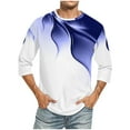 thumbnail image 1 of Camisas de Manga Larga para Hombres Imprimir Casual Cuello Redondo Blusa de Manga Corta, Camisas de Lino para Hombres, 1 of 4