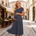 thumbnail image 7 of fheaev Summer Maternity Dresses for Women Short Sleeve Crew Neck Mid-Length Solid Color Loose Fit Casual Dress Dark Gray L, 7 of 7