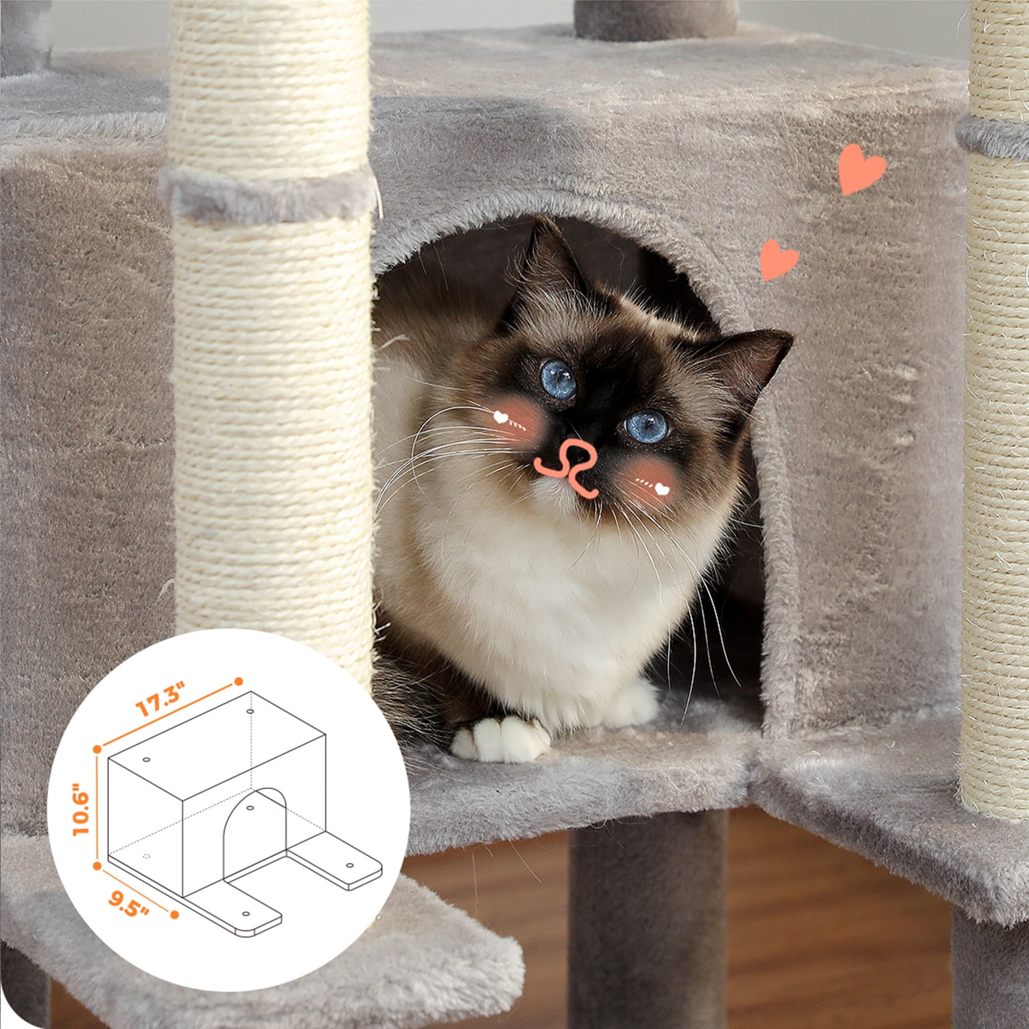 Pefilos 54" Cat Tree House for Indoor Cats, Cute Sisal Rope Cat Condo Plush Cat Climb Tree Cat Tree Tower for Large Cat, Gray Pefilos 54" Cat Tree House for Indoor Cats, Cute Sisal Rope Cat Condo Plush Cat Climb Tree Cat Tree Tower for Large Cat, Gray