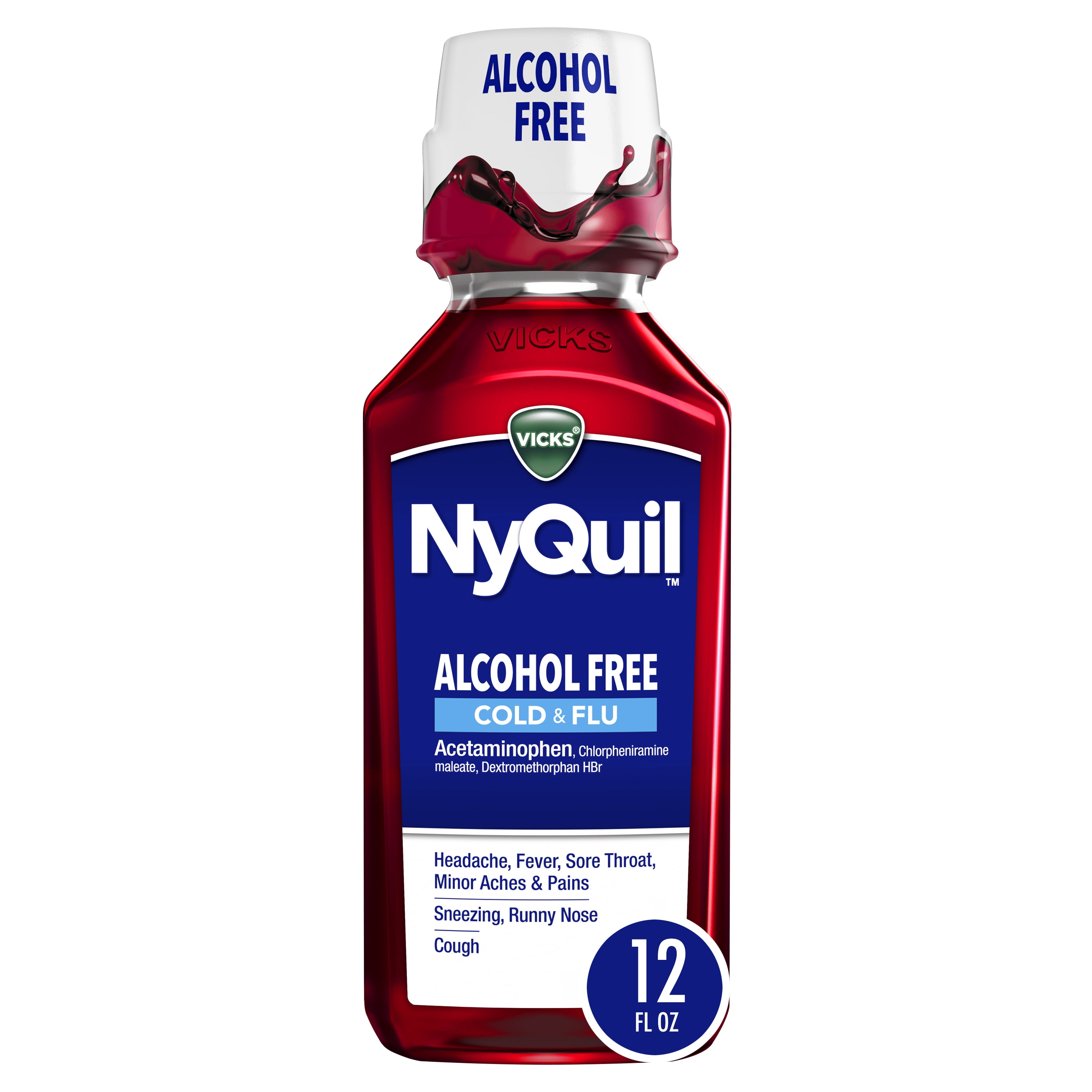 Vicks NyQuil Alcohol Free Cold and Flu Relief Liquid Medicine