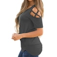 thumbnail image 3 of Women Enwejyy Multicolor Tie Dye Casual Top Short Sleeve Off Shoulder Floral T-Shirt, 3 of 3