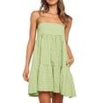thumbnail image 2 of Vestido de Camisa Cuadrada para las Mujeres A-Línea Correas de Hombro Mini con Borde de Volantes, Vestido de Bolsillo Lateral Casual para Primavera Verano Otoño Diario Y Fiesta, 2 of 8