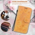thumbnail image 2 of Compatible With iPhone 15 Pro Max Wallet Case Full Coverage Dustproof Embossed Butterfly Rose Pattern Kickstand Card Pocket Wristband Synthetic Leather Plain Phone Cover,Yellow, 2 of 9
