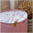 thumbnail image 4 of Caja de almacenamiento plegable, bolsas con cordón, Bolsa de Almacenamiento de Ropa en forma de barril de lunares, sin tapa, manta grande, organización de ropa, 4 of 5