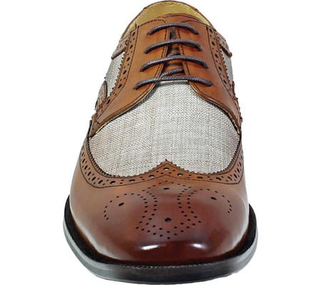 Men's Dress Shoes Wing Tip Oxford Beige Multi Leather Stacy Adams 25191 KEMPER 