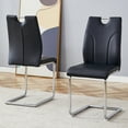 thumbnail image 2 of Set of 2 Black PU Dining Chairs with Silver Metal Legs for Office, Restaurant & Kitchen, 2 of 10
