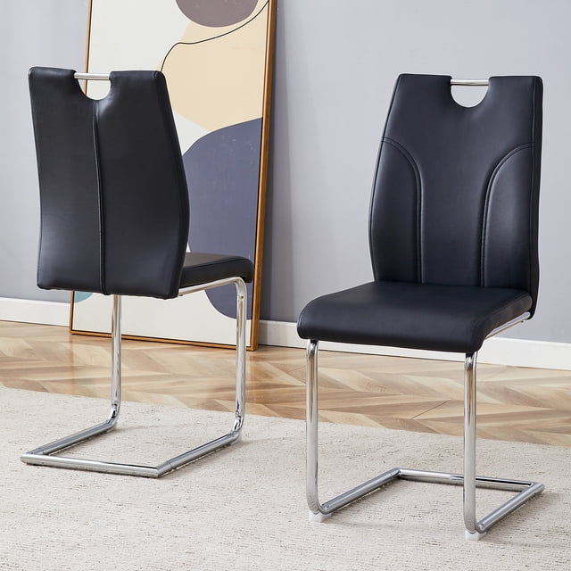 Noble House Black PU Dining Chair Set.Uniquely designed black dining chairs