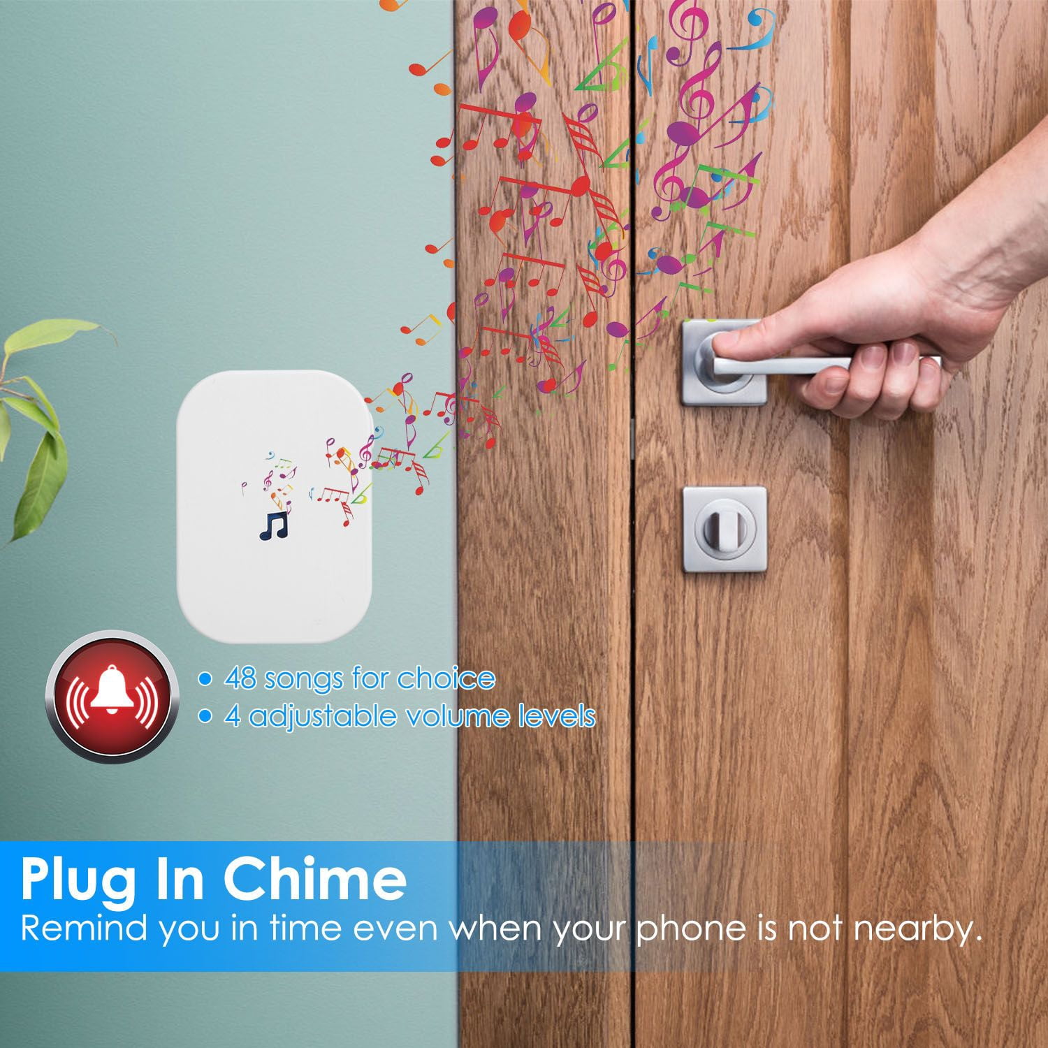 Wireless Smart Wi-Fi Video Doorbell Security Phone Doorbell Intercom Camera Two Way Audio Night Vision 1080P Motion Detection Battery Operated