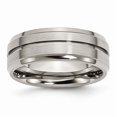 thumbnail image 1 of 8 mm Titanium Grooved Ridged Edge Brushed & Polished Band, Size 10.5, 1 of 1