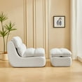 thumbnail image 3 of IVV Modern Compressed Lounge Chair with Ottoman, 31.89-Inch Armless Comfy Corduroy Upholstered Sleeper Sofa Chair for Living Room and Bedroom, Beige, 3 of 9