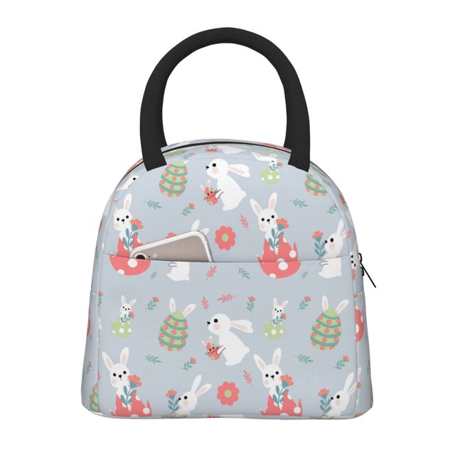 Balery Bunny cartoon with easter Bolsa de Almuerzo para Mujeres, Caja de Almuerzo, Bolsa de Almuerzo Pequeña Impermeable, Tote de Almuerzo Reutilizable con Gran Capacidad