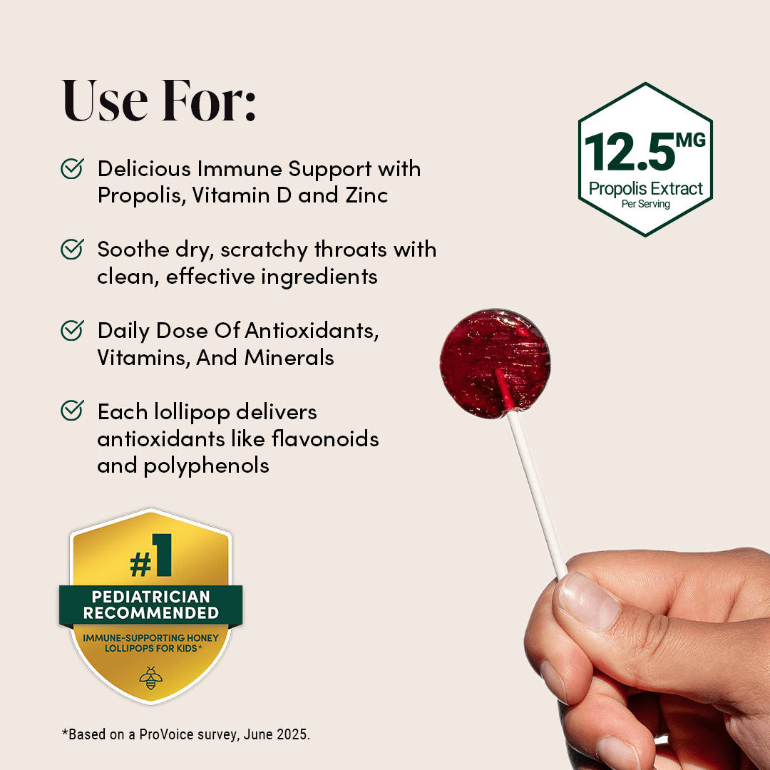 Beekeeper's Naturals Kids Throat Soothing Lollipops with Vitamin D & Honey - 10 Count