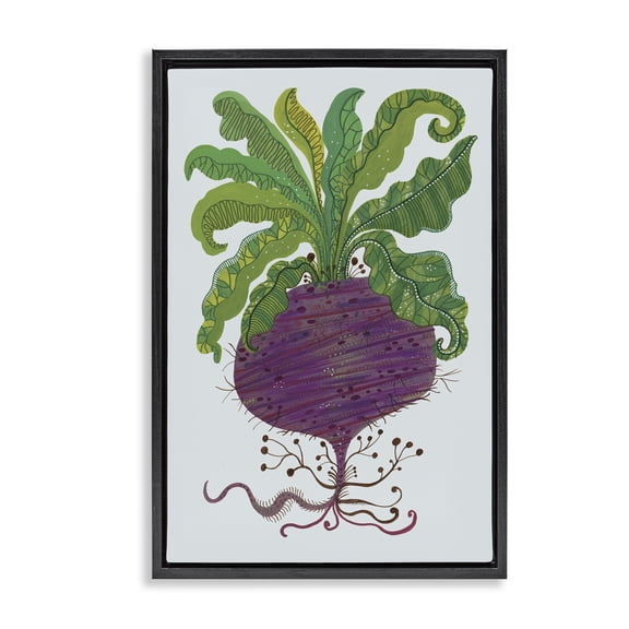 Stupell Industries Stylized Beetroot Vegetable Food & Beverage Painting Black Floater Framed Canvas Art Print Wall Art, 17 x 25