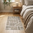 thumbnail image 3 of ODIKA 2'x3' Beige Mushroom Natural Geometric Abstract Washable Accent Rug Contemporary Grid Pattern With Curved Lines Pet Friendly, Bedside Mat for Bedroom, Nursery, RV, 3 of 7