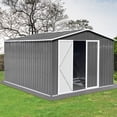 thumbnail image 5 of Outdoor Waterproof Storage Shed, 10 x 8Ft Gable Sloping Roof Storing Tools Metal Shed with Double Door, 5 of 8