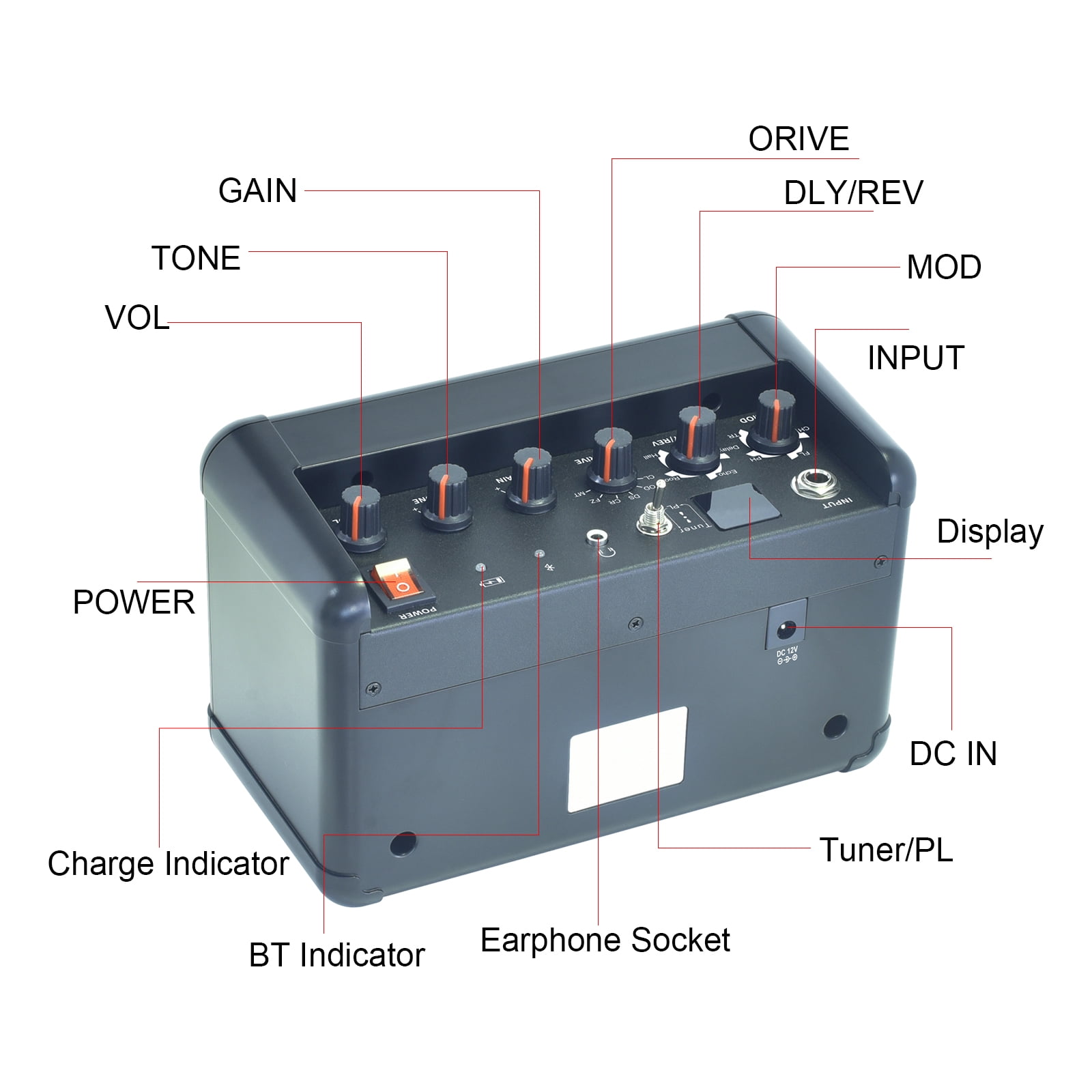 Rowin Electric Guitar Amp 15W Wireless BT Speaker Acoustic Guitar Amp with Tuning Function 8 Sound Effects 2200mAh Rechargeable Battery for Daily Practice Recording Portable Guitar Speaker