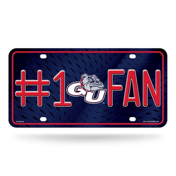 Gonzaga NCAA Bulldogs #1 Fan Metal License Plate Auto Tag