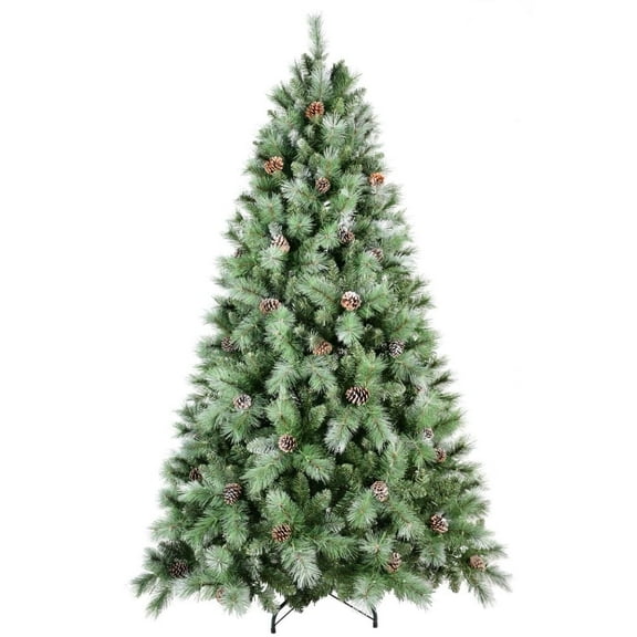 6Ft Artificial Christmas Tree with 66 Pinecones, 988 PVC & Pine Needles Mixed