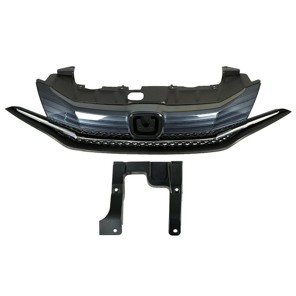 LABLT Image not found Black Front Upper Bumper Grille W/Chrome Trim For Honda Civic Coupe 2-Door 14-15