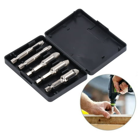 

FAGINEY Screw Extractor Remover 5Pcs Screw Extractor 1/4in Hex Shank Remover High Speed Steel Removal Tool Set Kit Screw Extractor